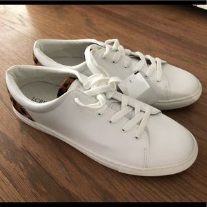 J crew white and leopard print sneaker